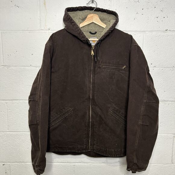 VTG Carhartt Sherpa-Lined Hooded Detroit Jacket “Dark Brown”